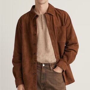 Quince Men's Rich Brown Suede Shirt Jacket